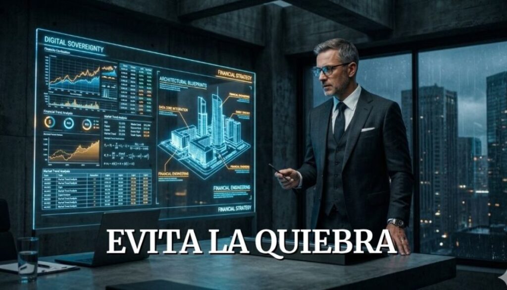 Fotografía de alto contraste de un CEO analizando datos de flujo de caja en un entorno corporativo moderno, simbolizando la ingeniería financiera y el blindaje corporativo.